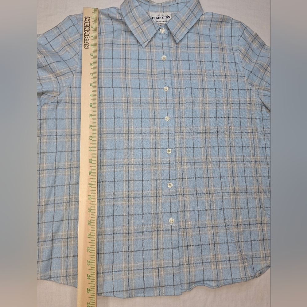 Pendleton long-sleeve cotton flannel light blue plaid Mens Xl - Picture 2 of 5